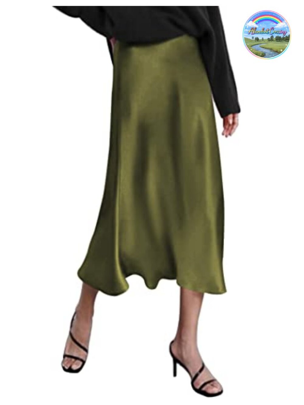Women's High Waist Satin Midi Skirt Elegant Formal Party Skirt